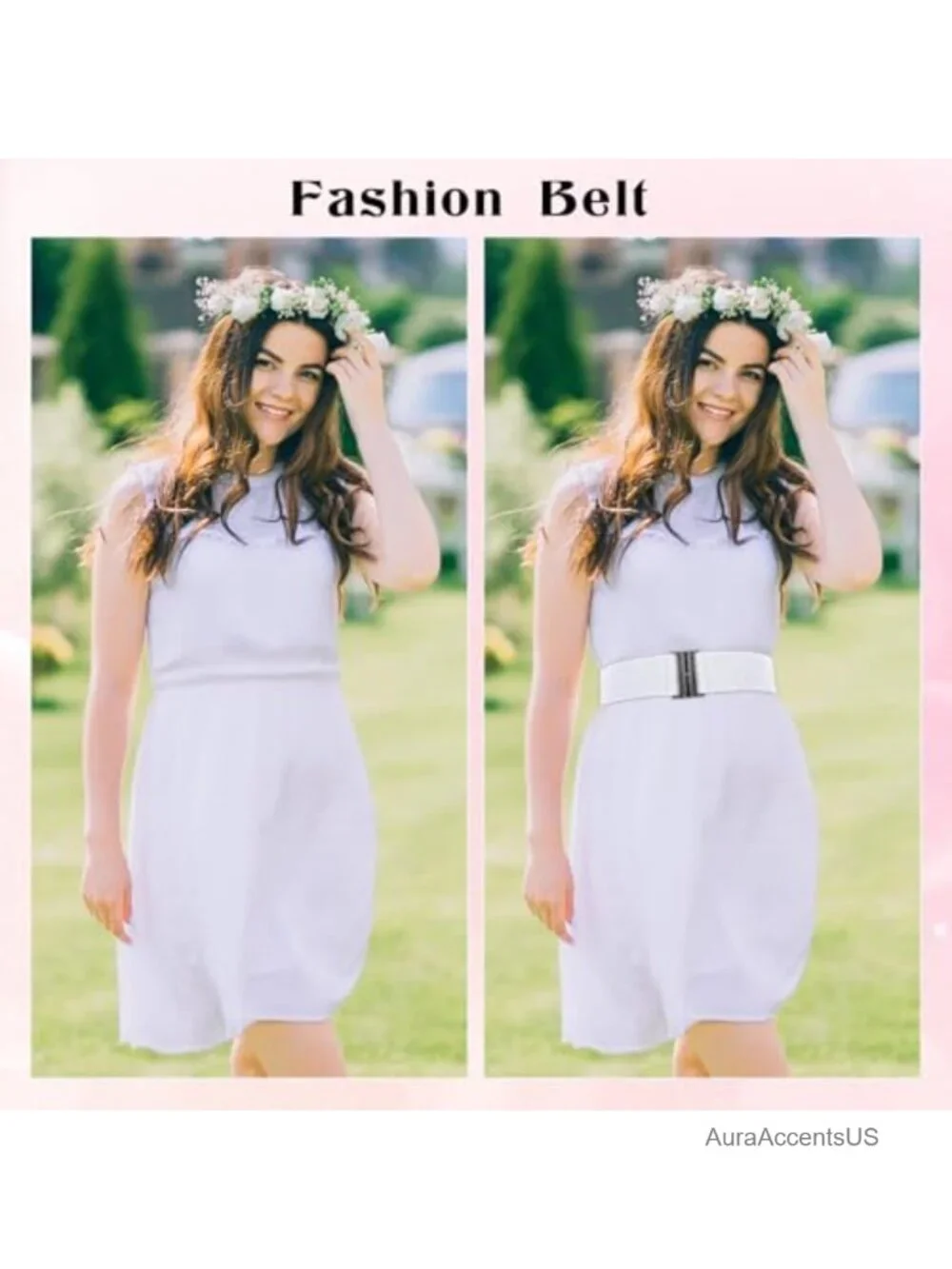 Wide Stretchy Elastic Waist Belt Adjustable Cinch Buckle Belt